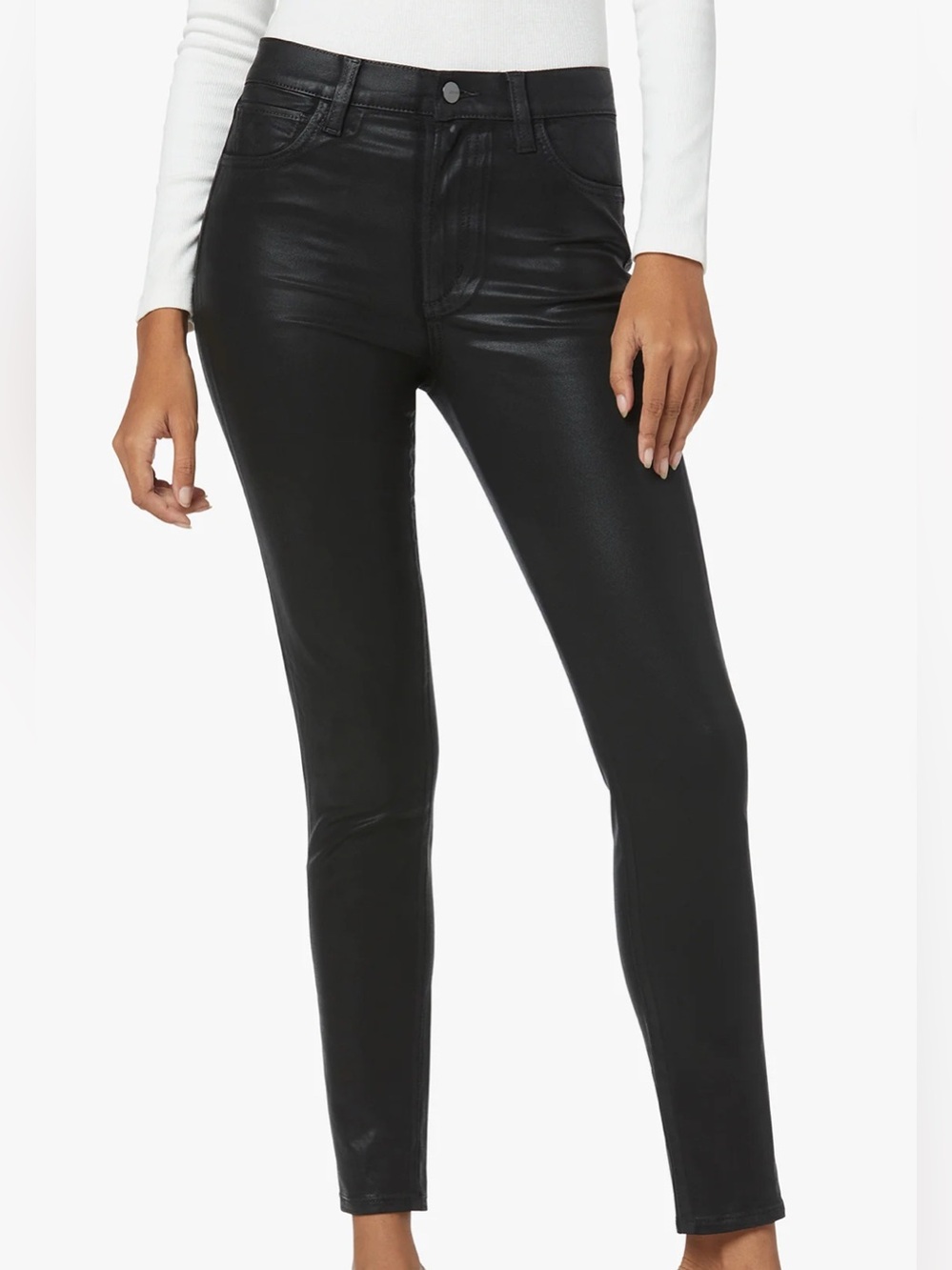 Joe's Black Coated The Charlie High Rise Skinny Ankle Jeans  NEW Size 24 ($198)
